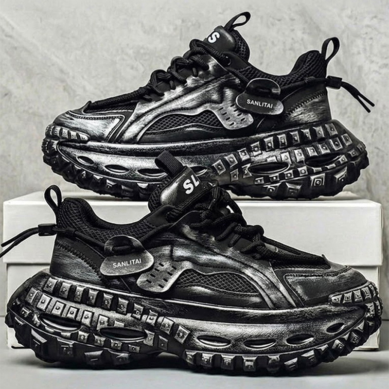 Street Fashion Shoes - Büyük Beden Erkek Fileli Kalın Tabanlı