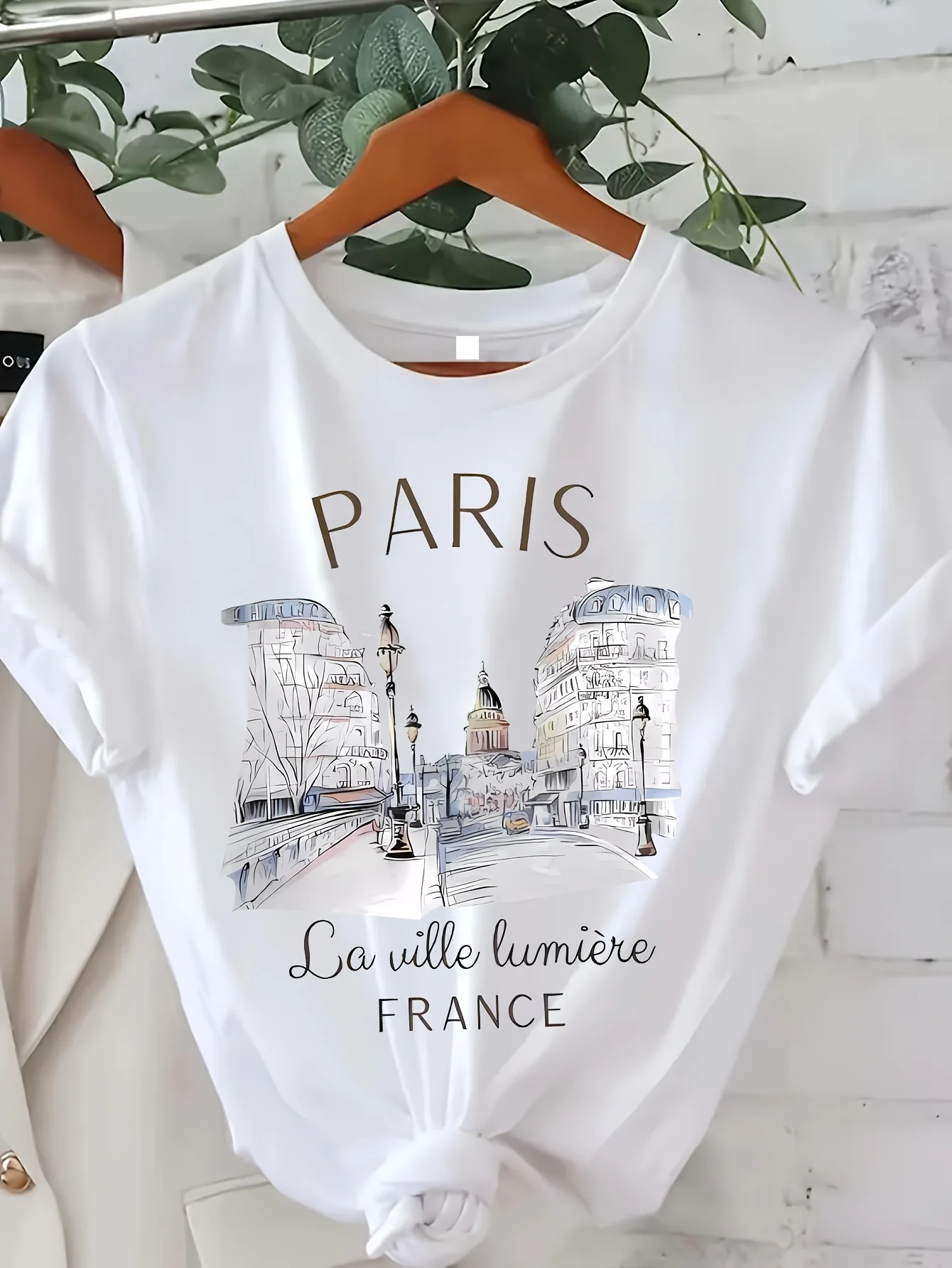 Street Fashion In Paris - Moda Grafik Baskılı Paris Desenli Kadın