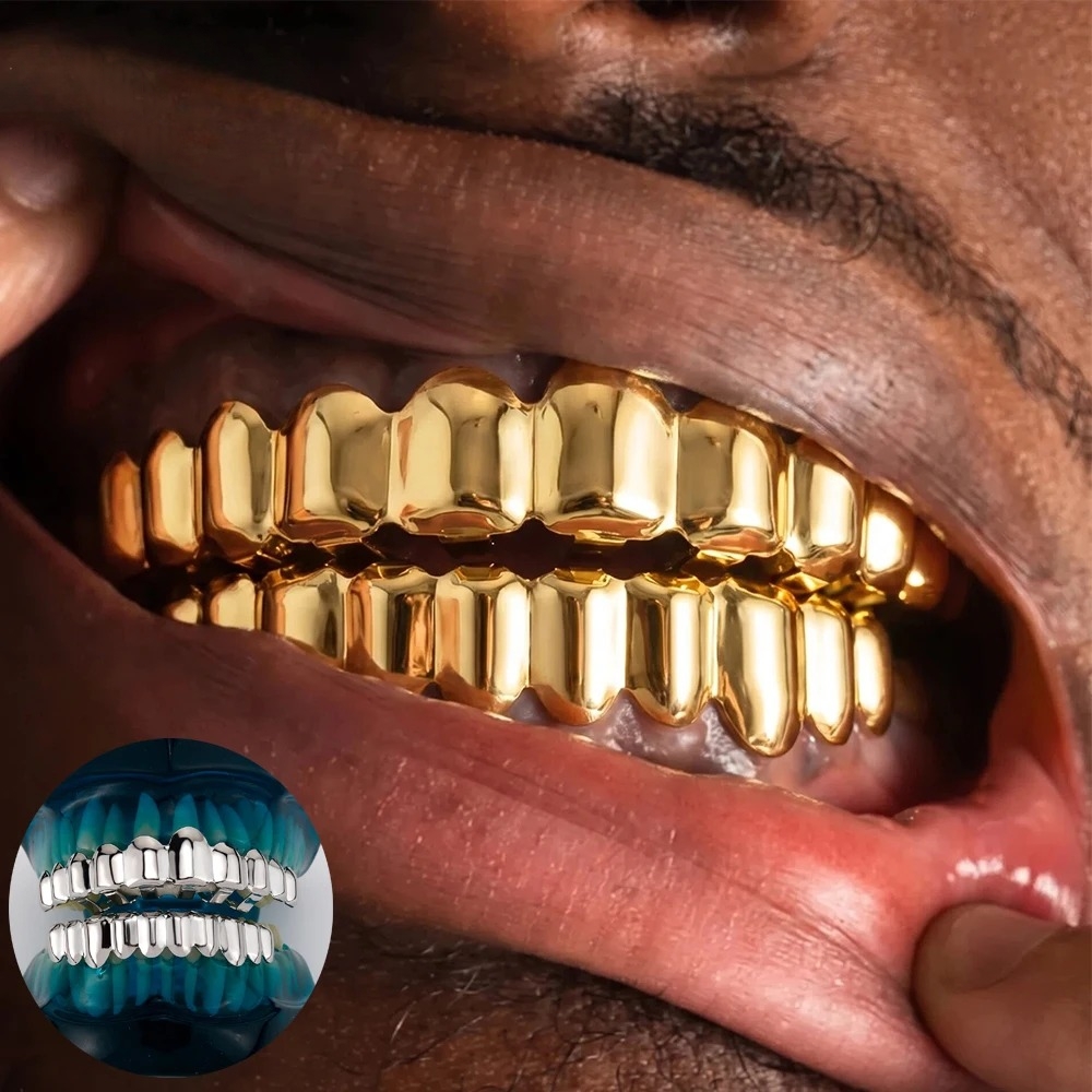 Street Fashion Jewelry - Altın Rengi Hip Hop Grillz Seti