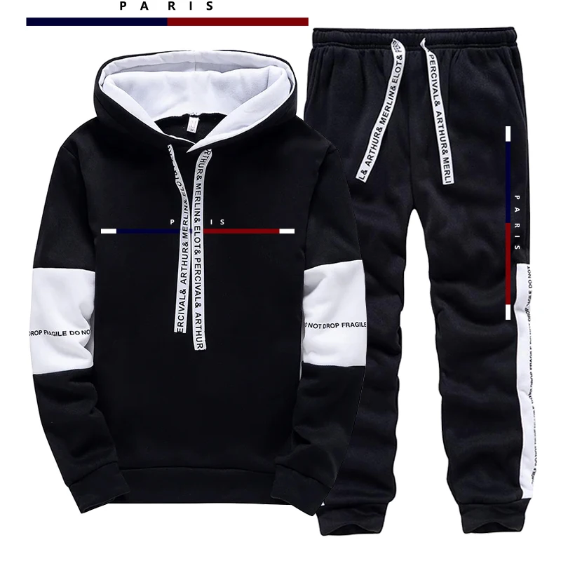Street Fashion In Paris - Paris Modası Baskılı Erkek Takımı/Hoodie/Pantolon Sonbahar