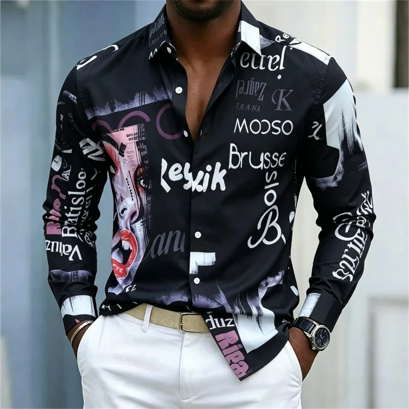 Erkek Baskılı Uzun Kollu Gömle - Street Fashion Men incelemesi ve fiyatı