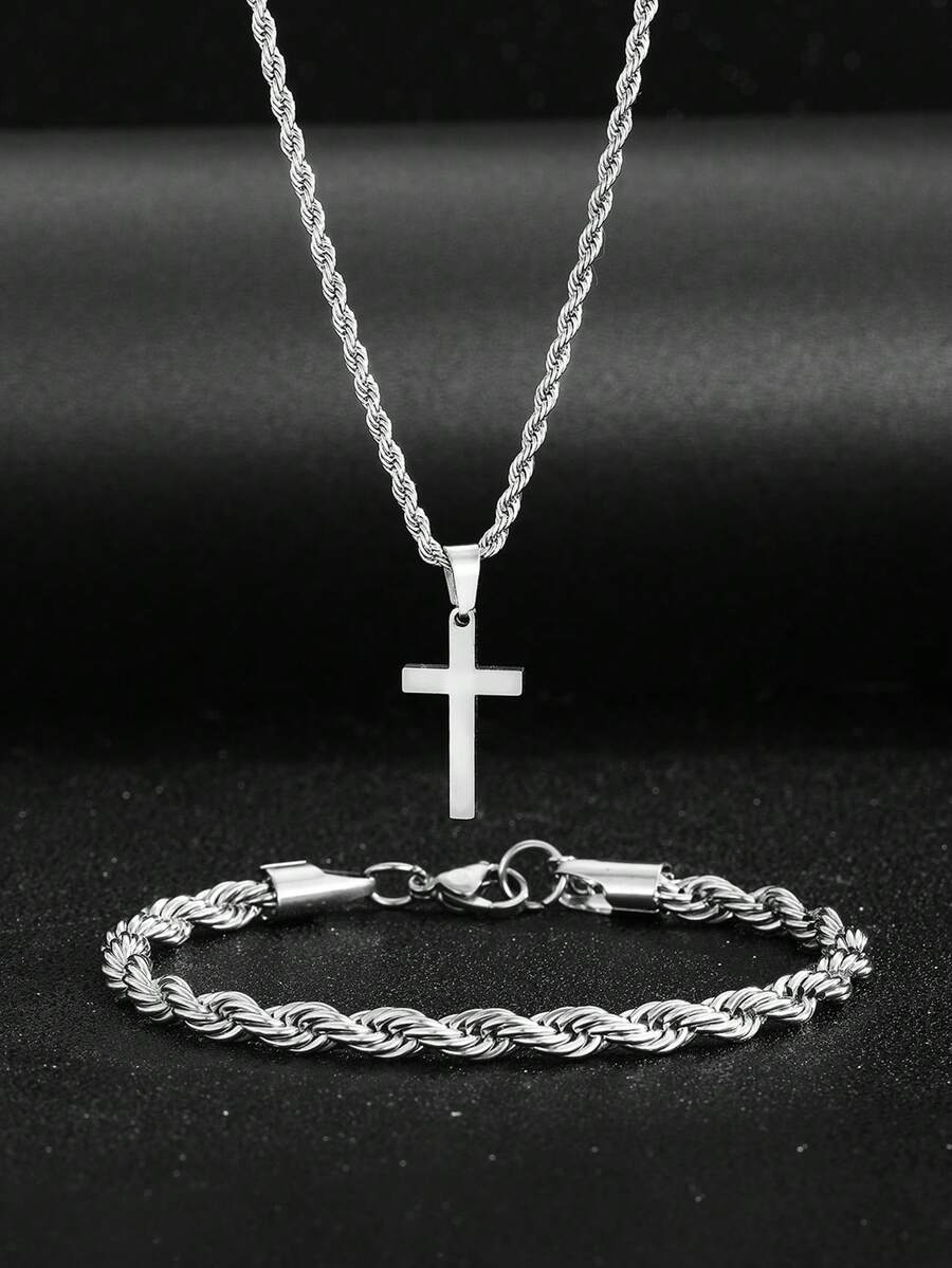 1 Set Paslanmaz Çelik Haç Koly - Street Fashion Jewelry incelemesi ve fiyatı